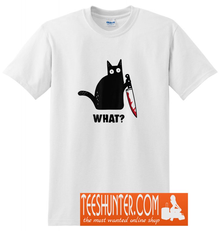 Black Cat And Knife What TShirt